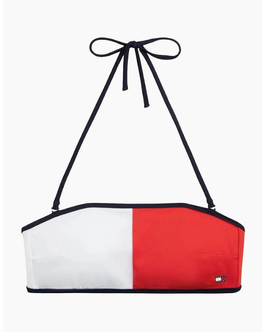 Tommy Hilfiger Orange Core Flag Bandeau Bikini Top, Dark Night