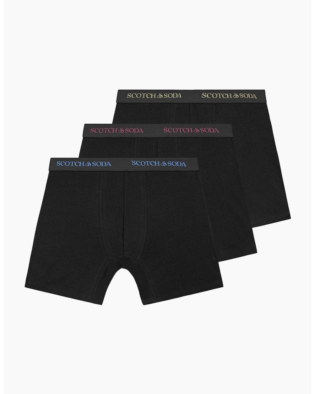 Scotch & Soda Black Solid Cotton Stretch 3 Pack Boxer Brief for men