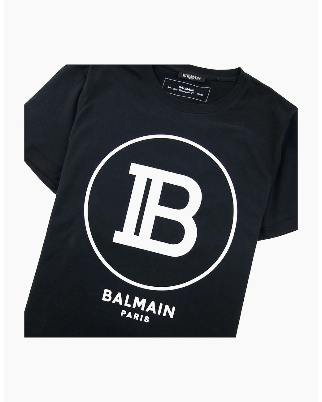 Balmain Blue Printed Paris Logo T-Shirt for men