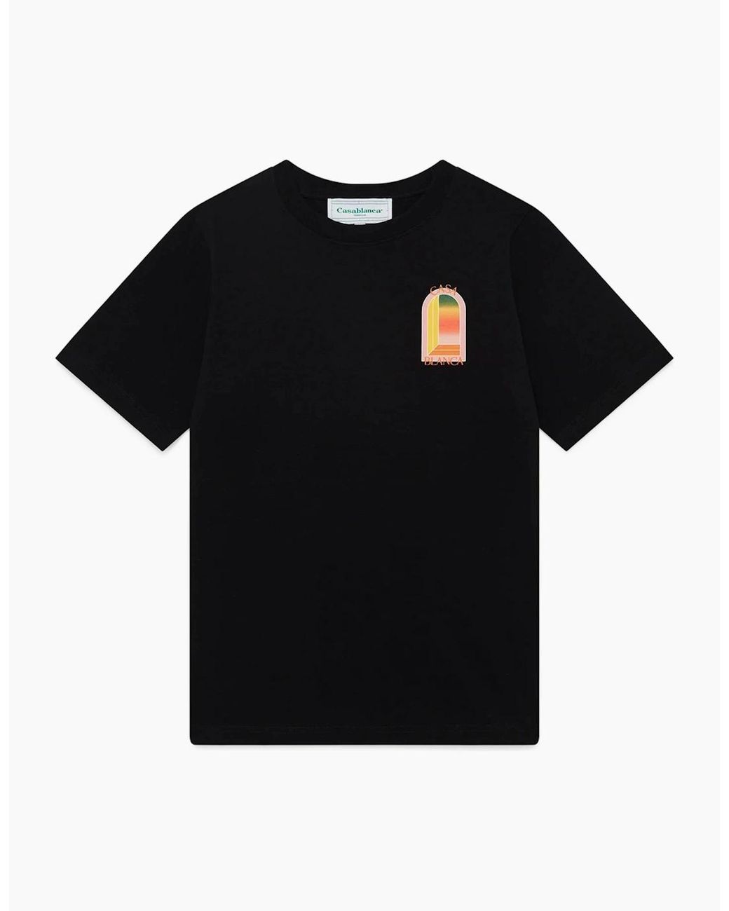 Casablanca Black T Shirts Shorts Sleeve Crew Neck Gradient Arch Logo Cotton Tops for men