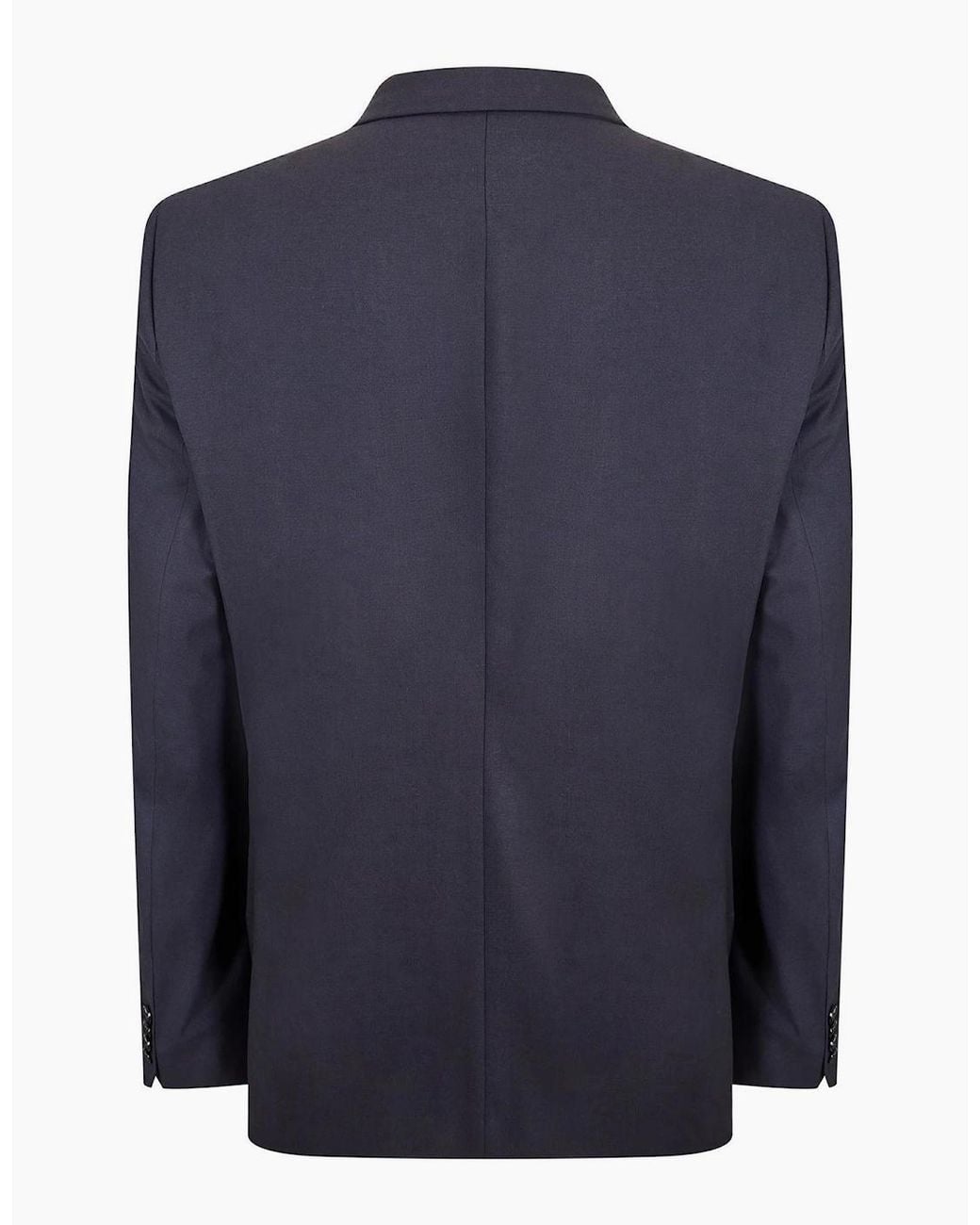 Boss Blue Solid Patterned Blazer With Flap Pocket for men