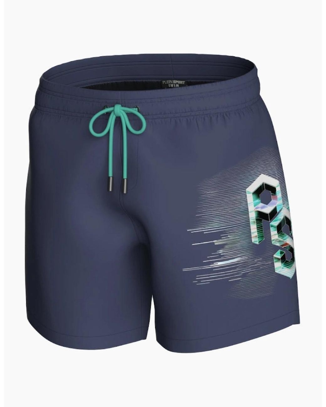 Philipp Plein Blue Plein Sport Metallic Logo Medium Boardshort Swim Shorts