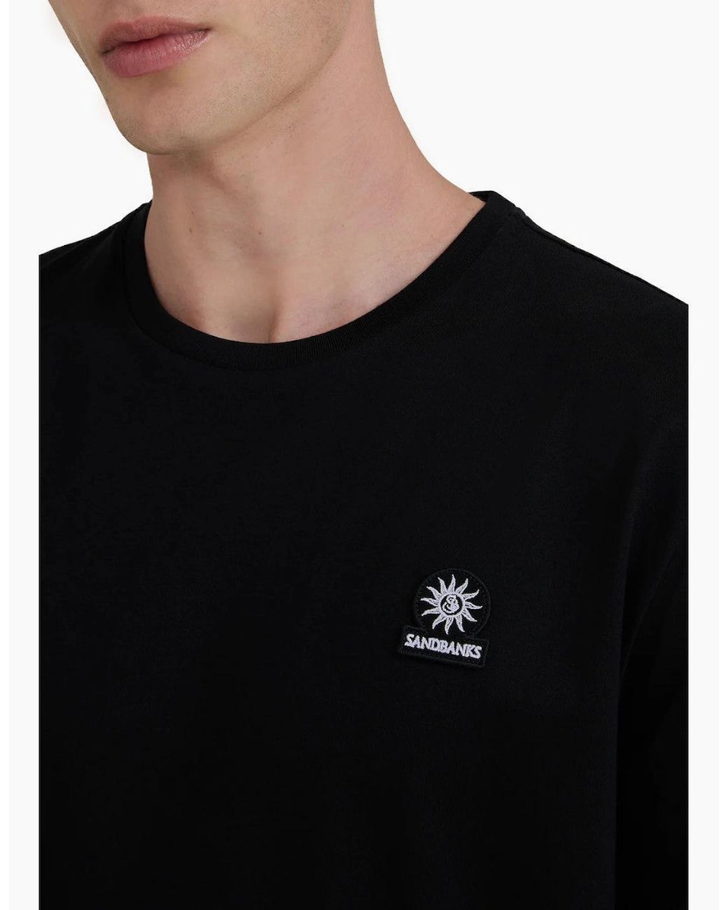 Sandbanks Black Mercerised Badge T-Shirt A1-26 for men
