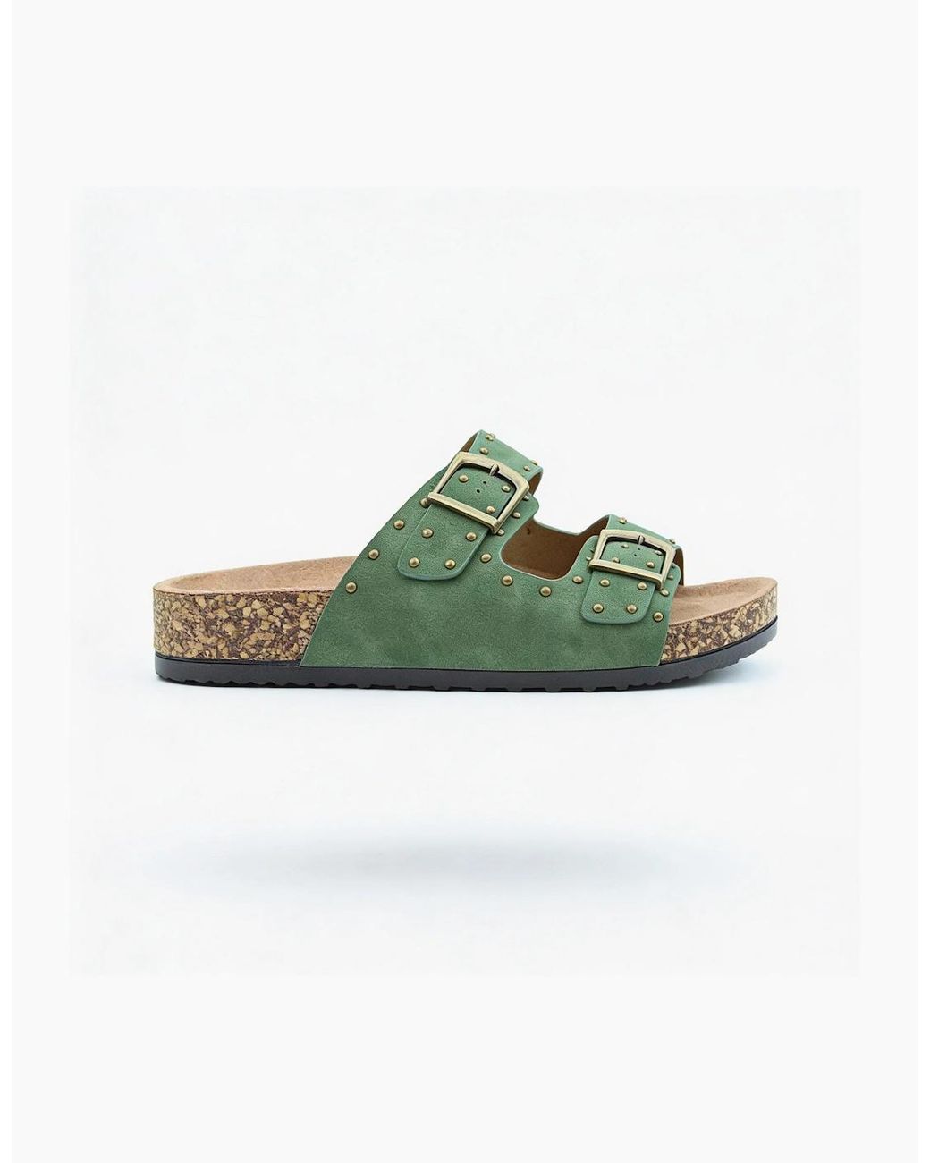 Heavenly Feet Green Polly Mules Sandals Forest