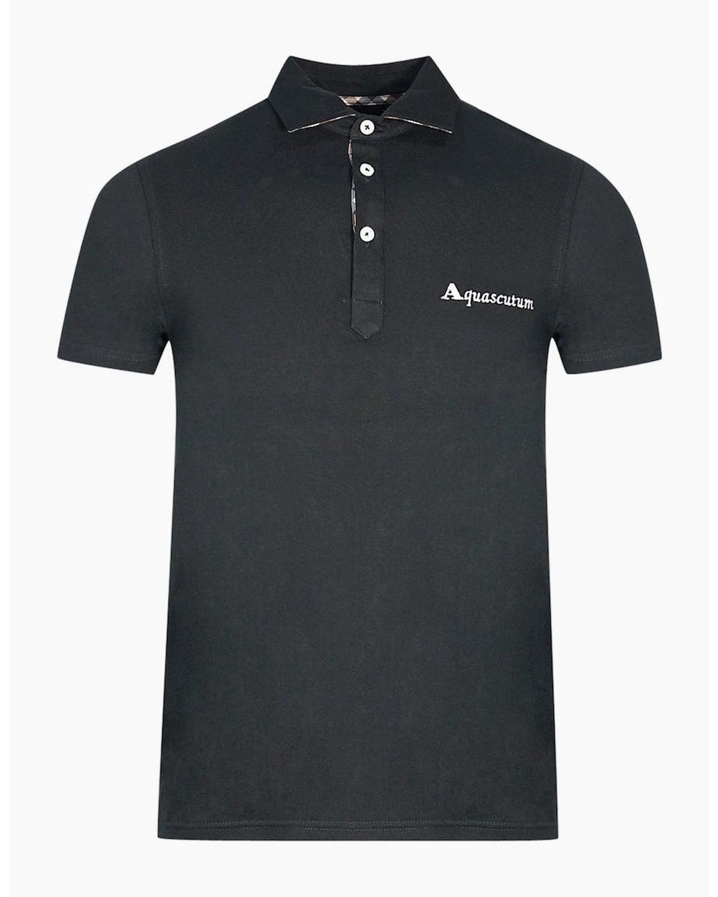 Aquascutum Black Signature Logo Polo Shirt for men