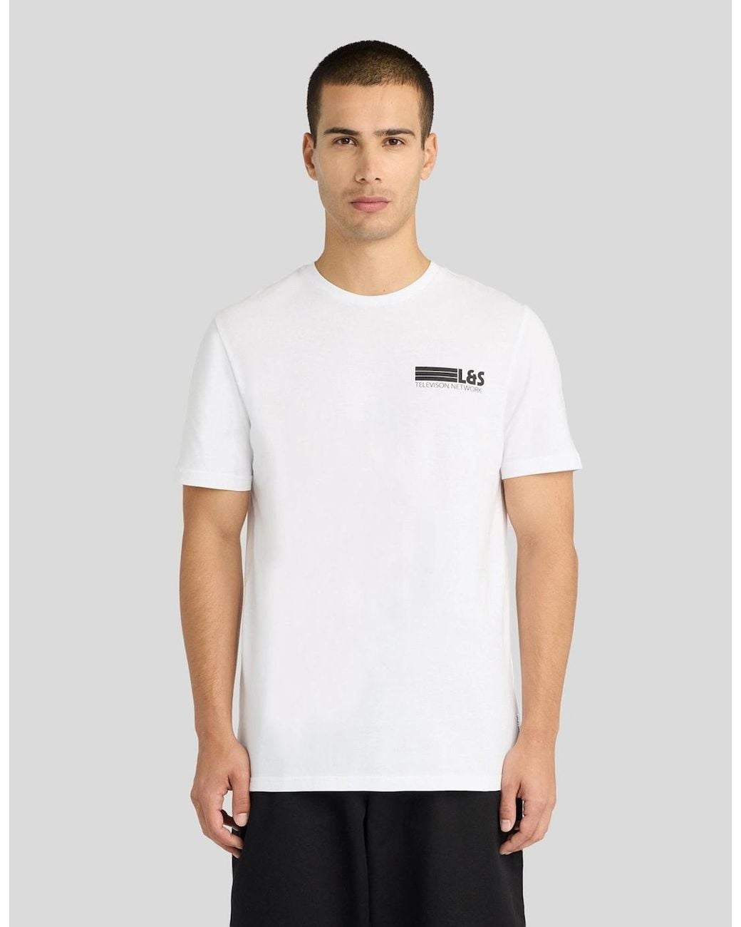 Lyle & Scott White Broadcaster Back Graphic T-Shirt for men