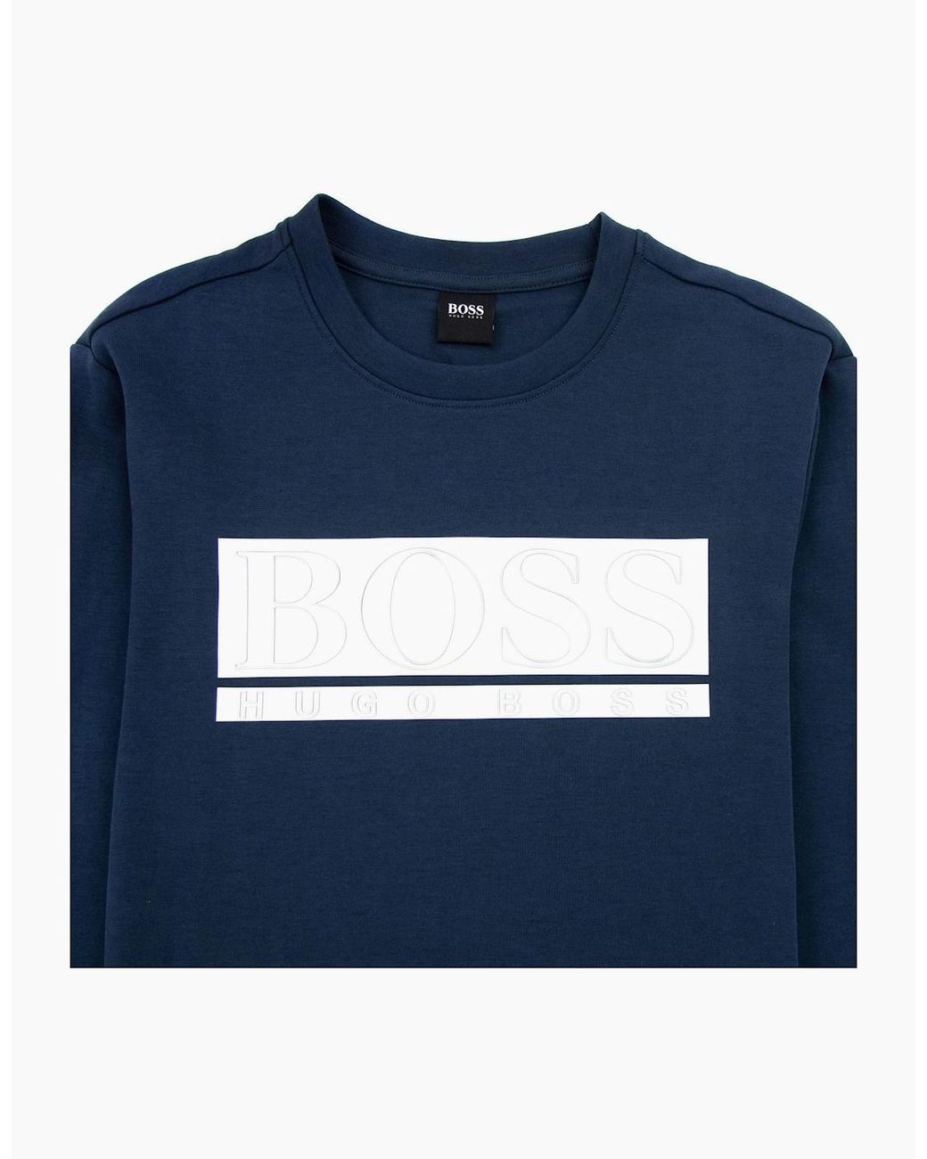 Boss Blue Block Logo Sweatshirt 410 for men