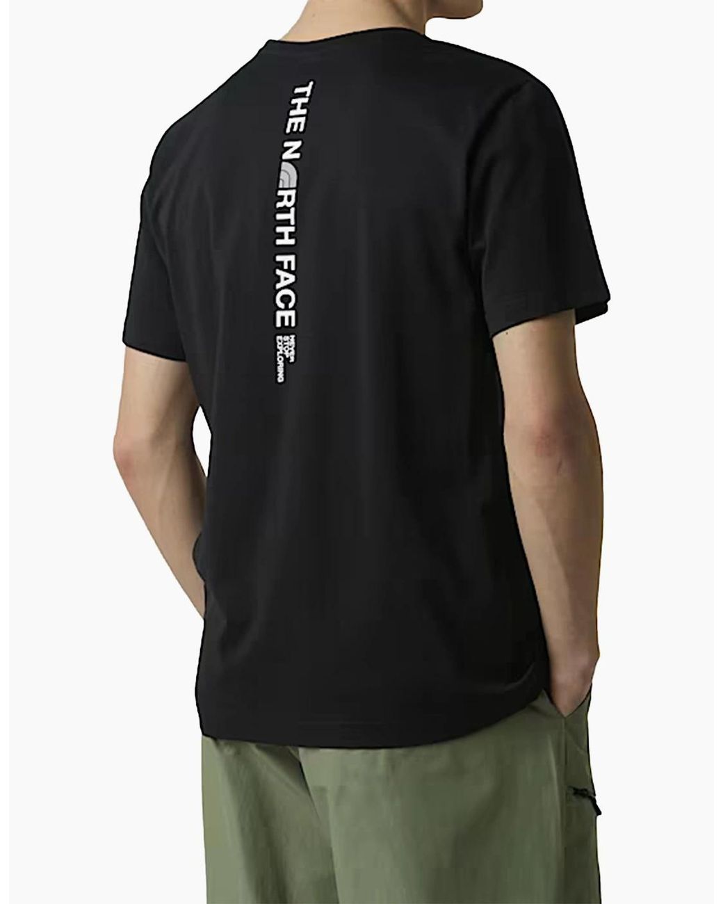 The North Face Black Vertical Logo T-Shirts Crew Neck Short Sleeve Soft Cotton Tee for men