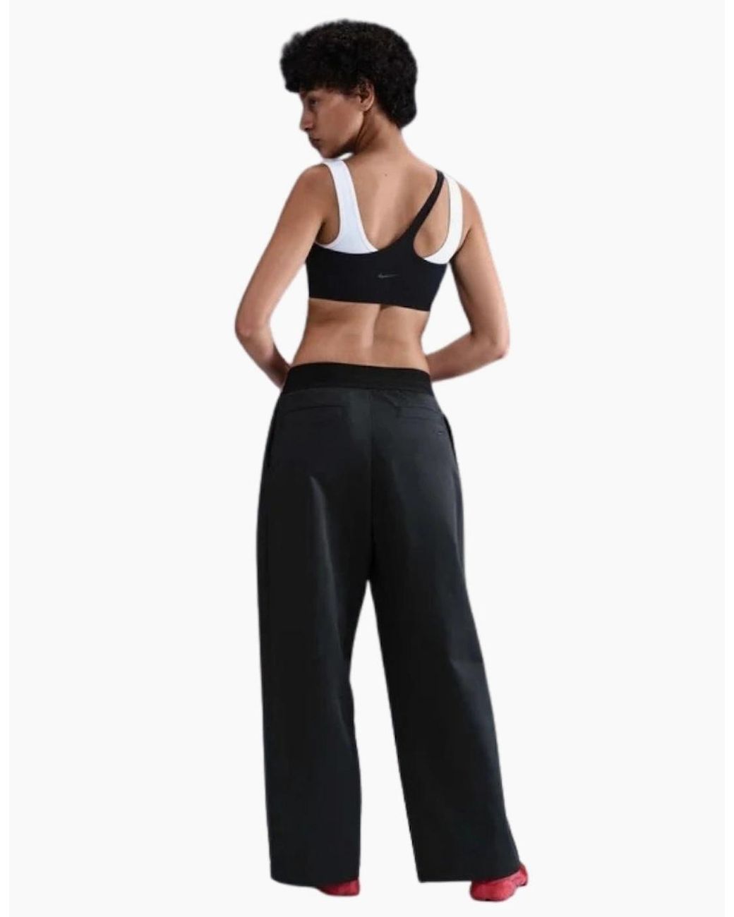 Nike Black Lightweight Twill Mid Rise Wige Leg Trousers