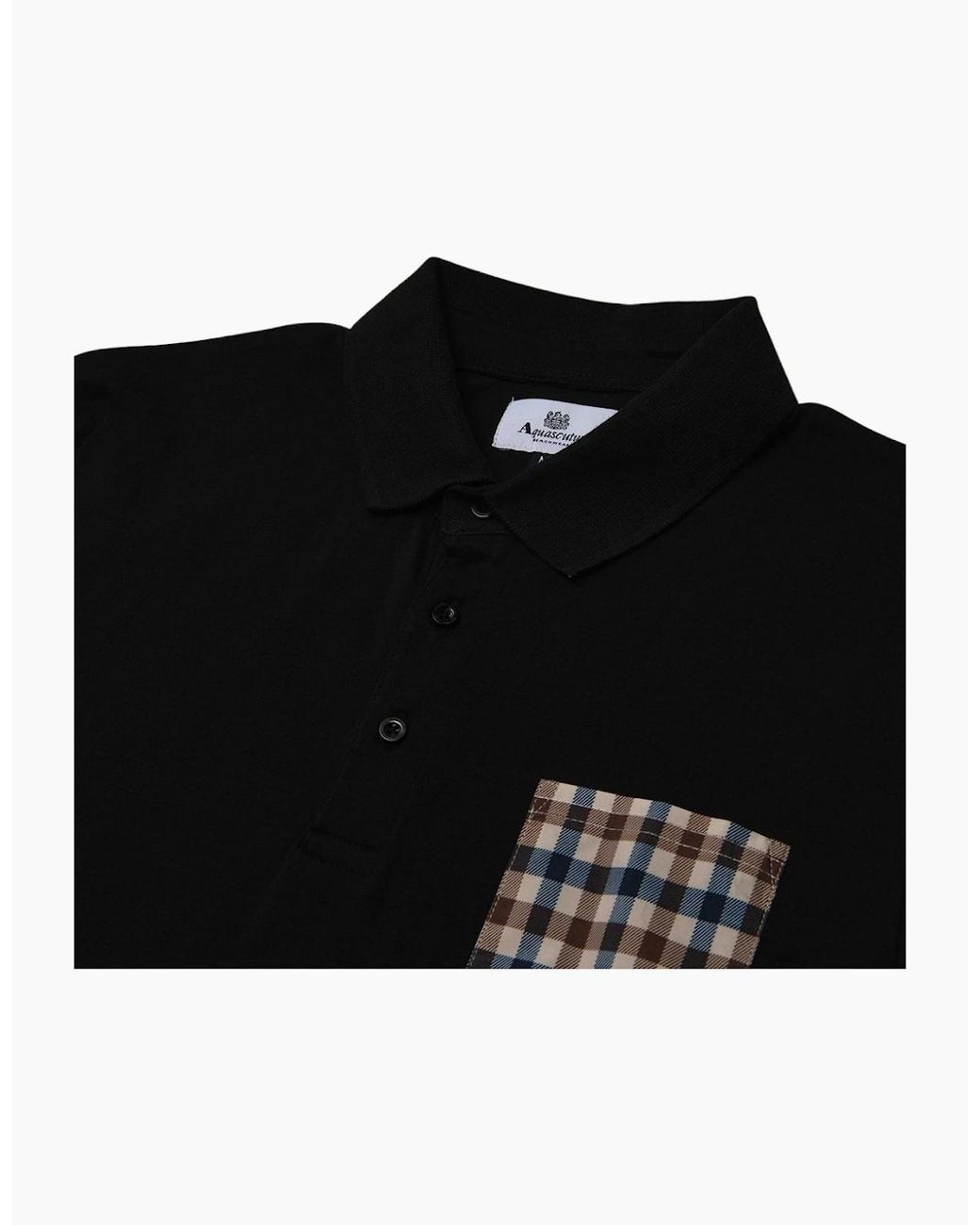 Aquascutum Black Active Beach Sailor Check Polo Shirt for men