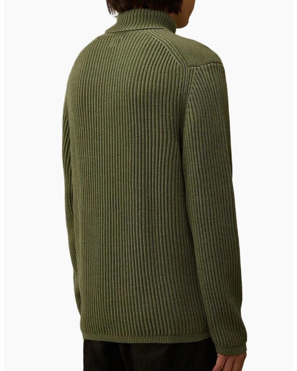 C P Company Green Re-Wool Turtleneck Lens Knit for men