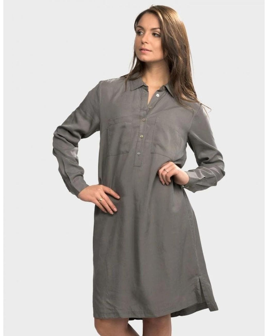 Great Plains Gray Great Plains Bryony Tencel Tunic Shirt Dress