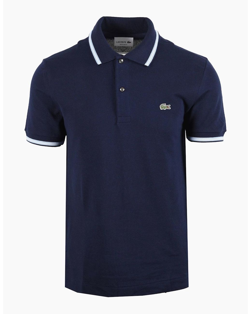 Lacoste Blue Short Sleeved Ribbed Collar Polo for men