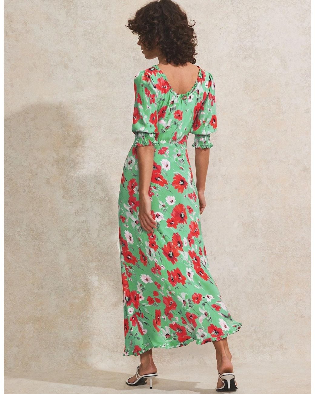 Ro&zo Red Petite And Poppy-Print Tie-Detail Dress
