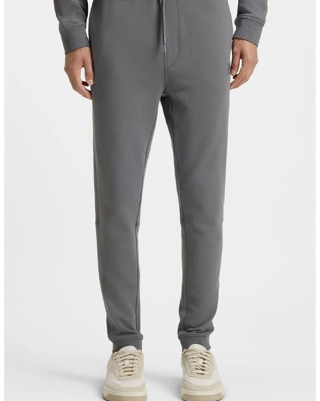 Boss Gray Sestart Solid Patterned Slim Joggers for men