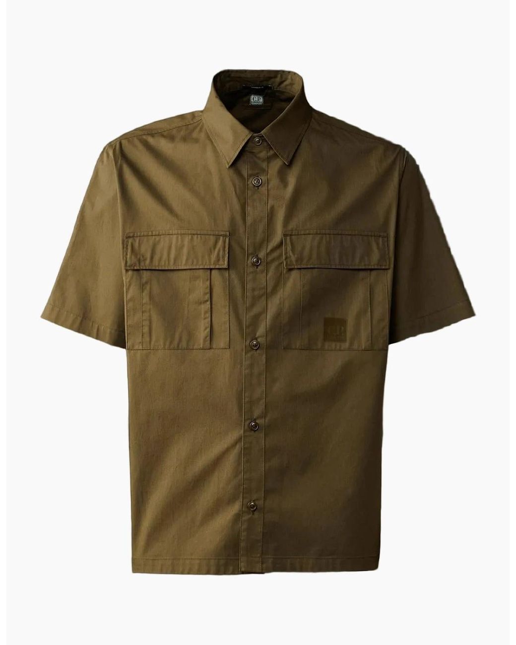 C P Company Green Metropolis Short Sleeve Gabardine Shirt for men