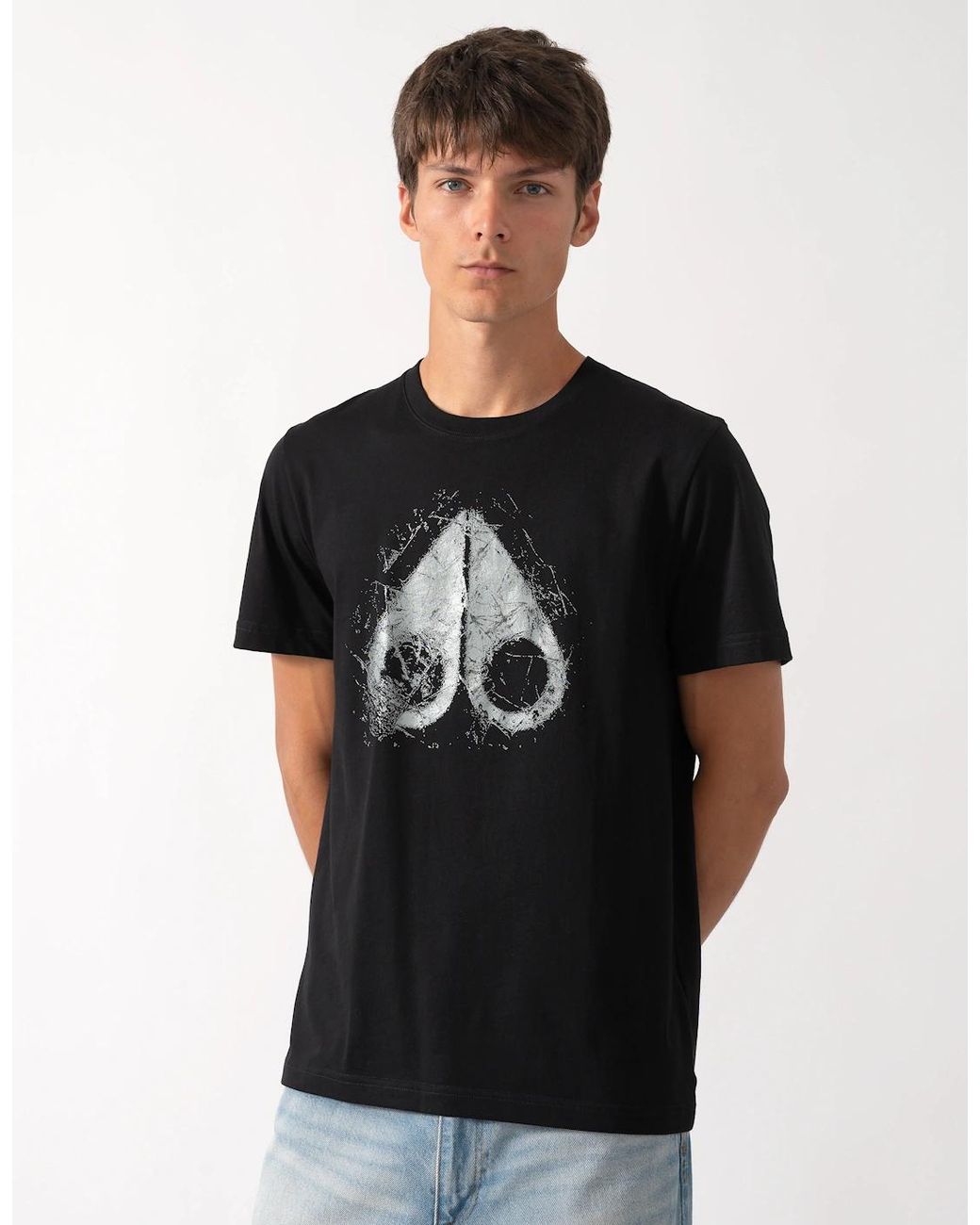 Moose Knuckles Black Icebreak Logo T-Shirt for men