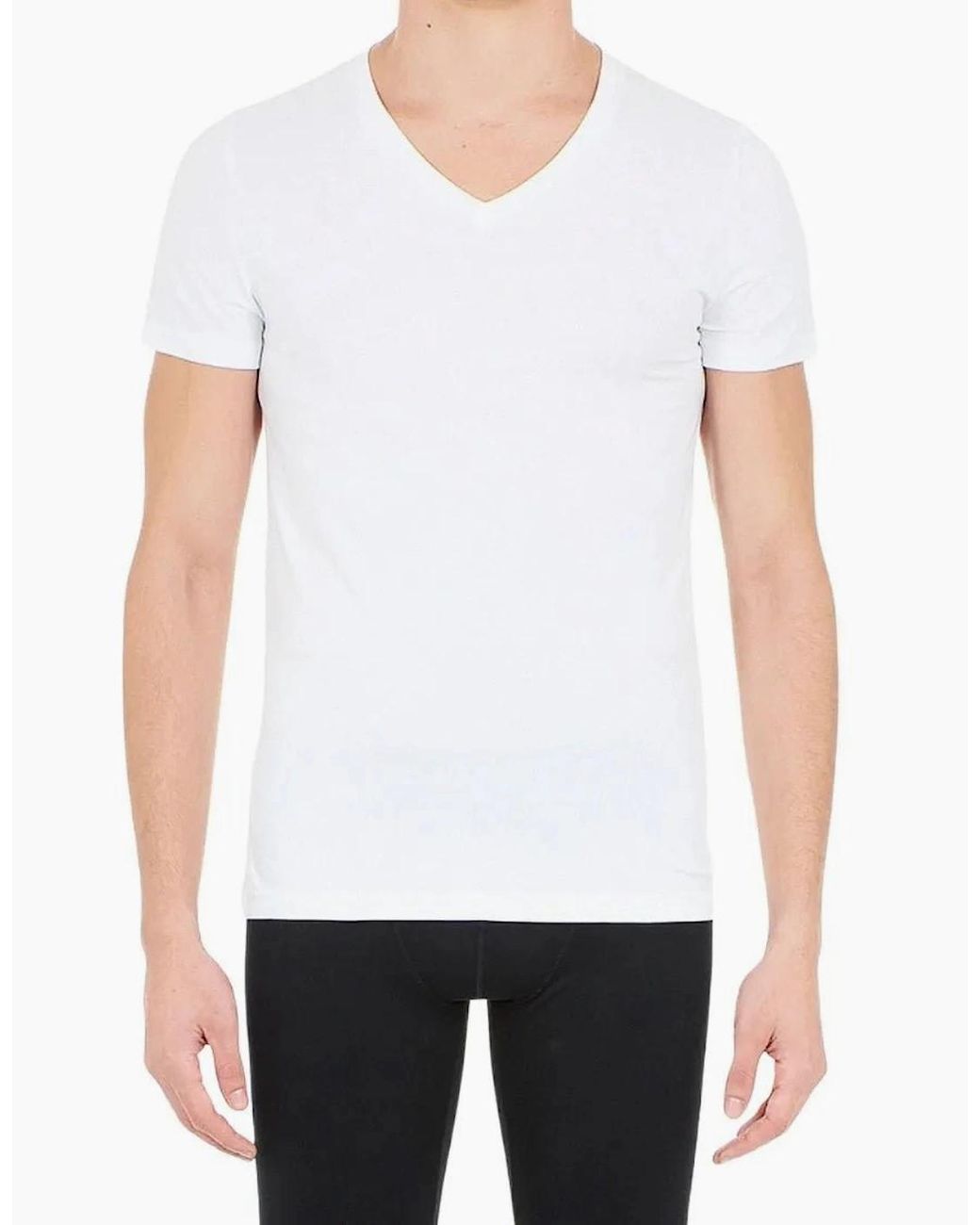 Hom White Supreme Cotton V-Neck T-Shirt for men