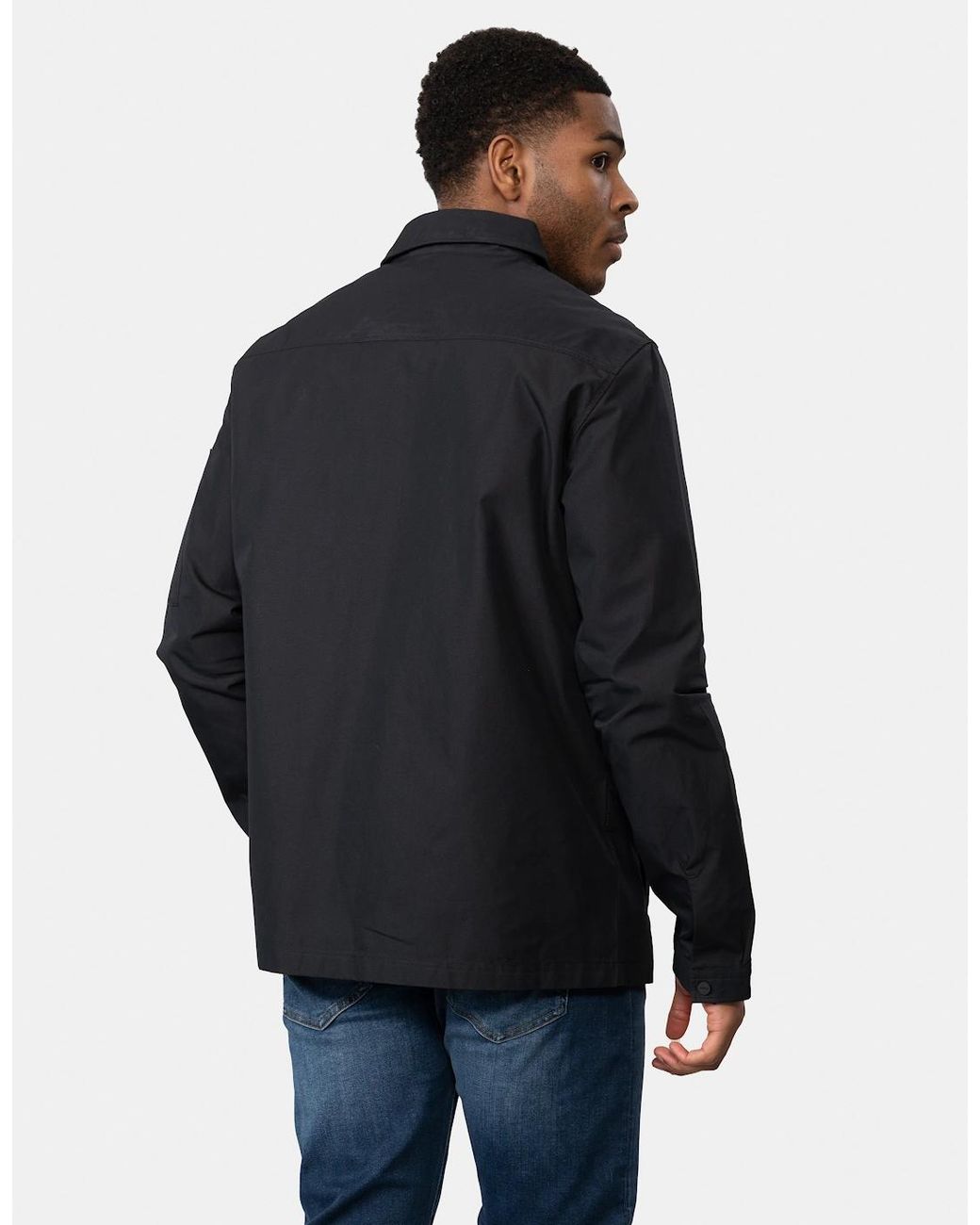 Boss Blue Hugo Emmond Zip Overshirt With Logo Label for men