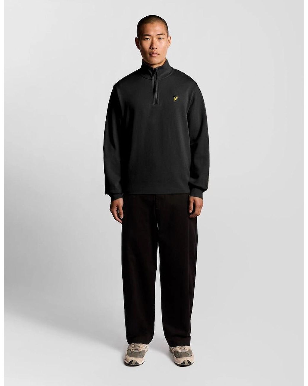 Lyle & Scott Black Everyday 1/4 Zip Cotton Sweatshirt for men