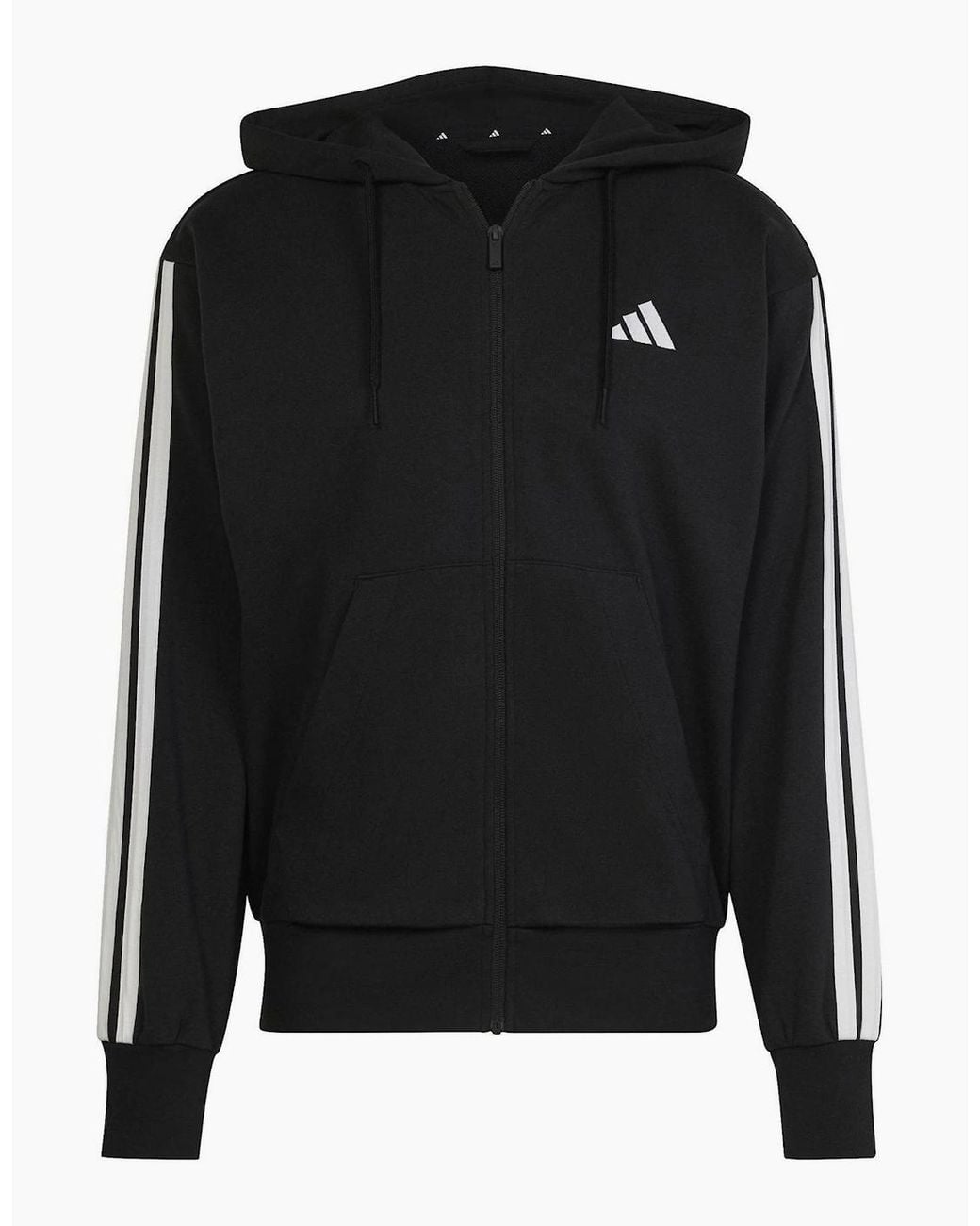 Adidas Black Hooded Neck Long Sleeve Sweatshirt With Stripes for men