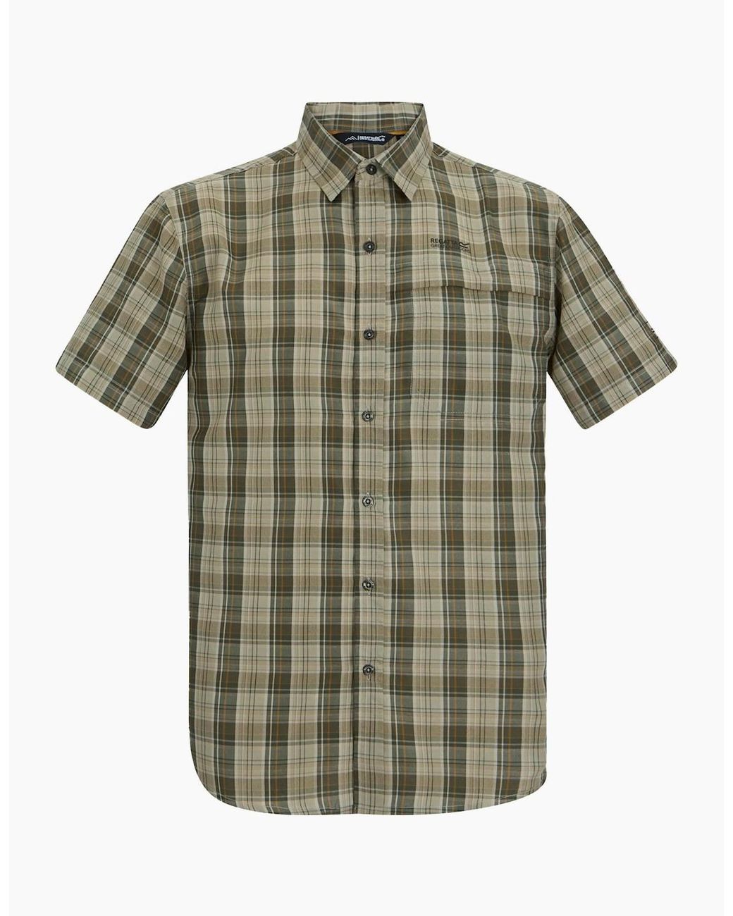 Regatta Green Mindano Multi Check Short-Sleeved Shirt for men