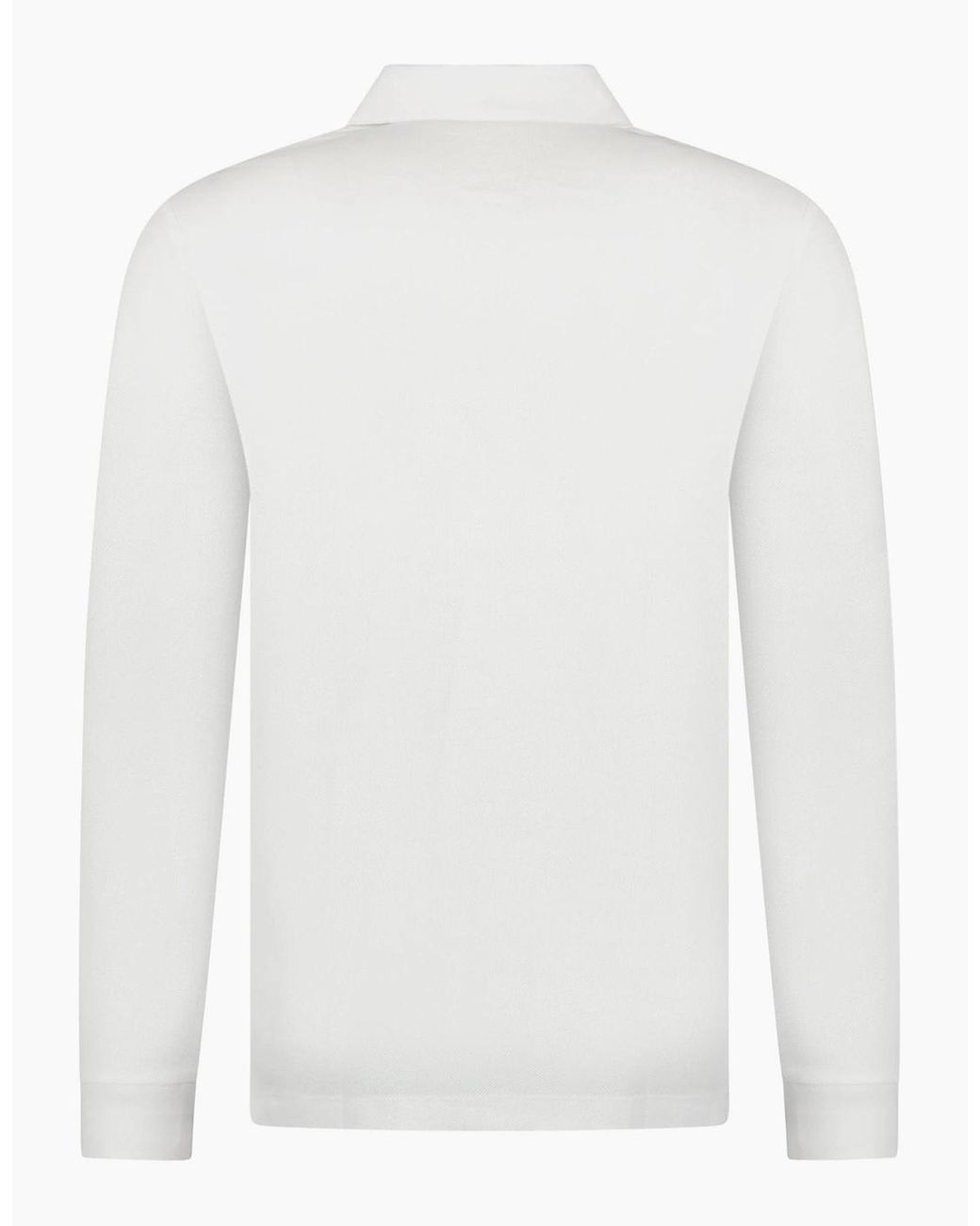 Burberry White 'Hartford' Long Sleeved Check Placket Polo-Shirt for men