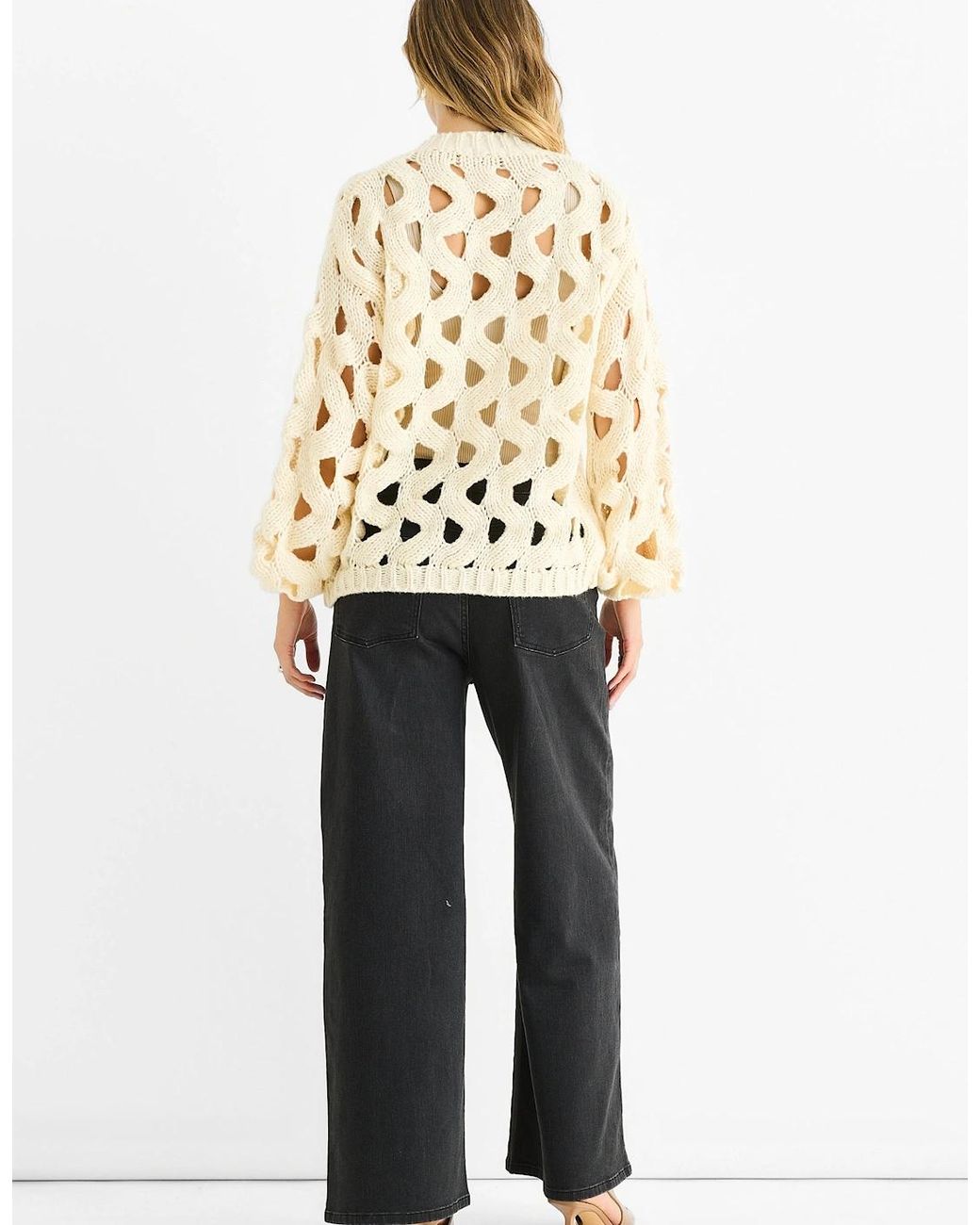 Gini London Natural Hollow Chunky Knit Cardigan