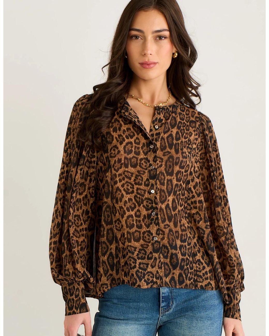 Gini London Black Chiffon Animal Print Pleated Shift Shirt Blouse