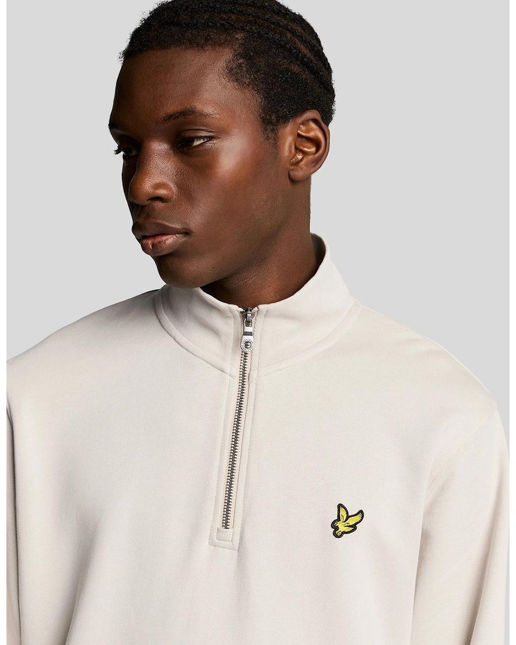 Lyle & Scott Natural Cotton Loopback 1/4 Zip Sweatshirt for men