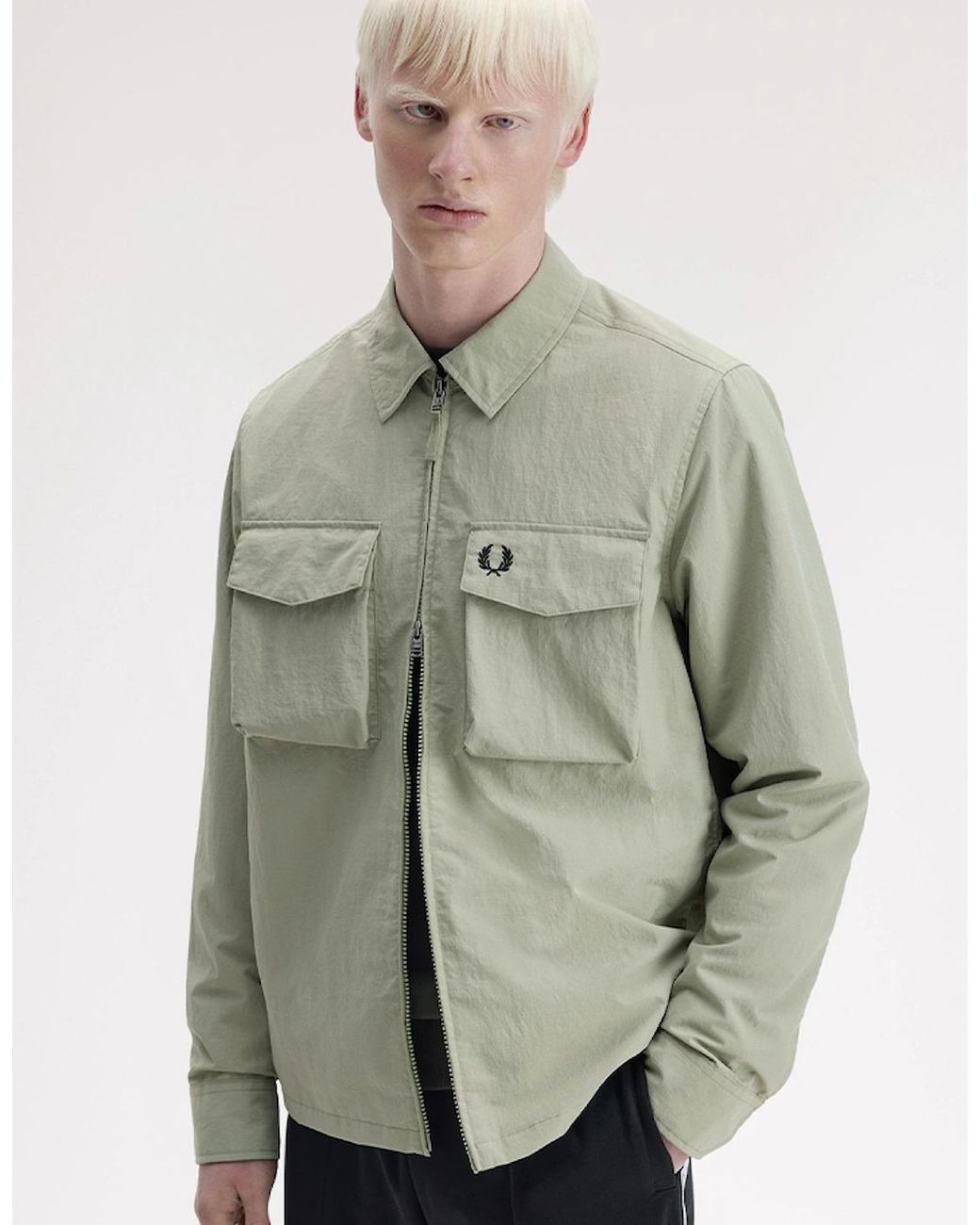 Fred Perry Green Ripstop Pocket Overshirt for men