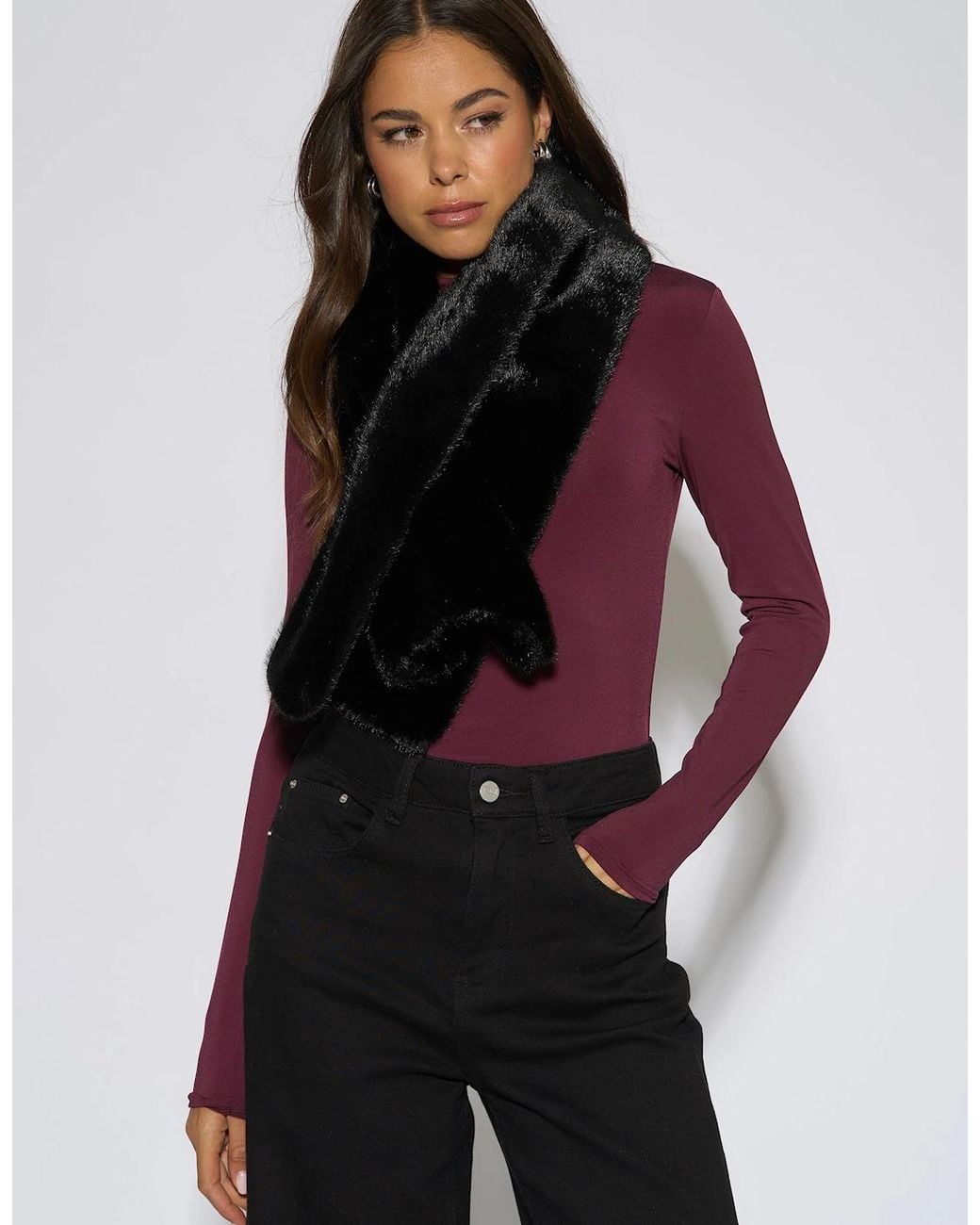 Gini London Brown Faux Fur Stole