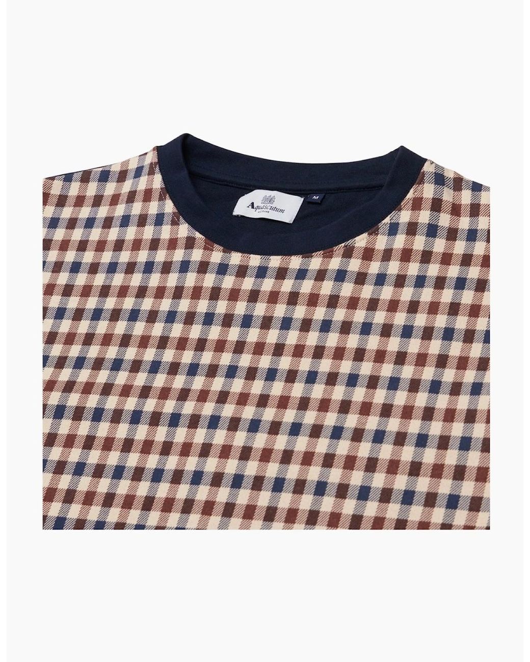 Aquascutum Blue Active Club Check Crewneck for men