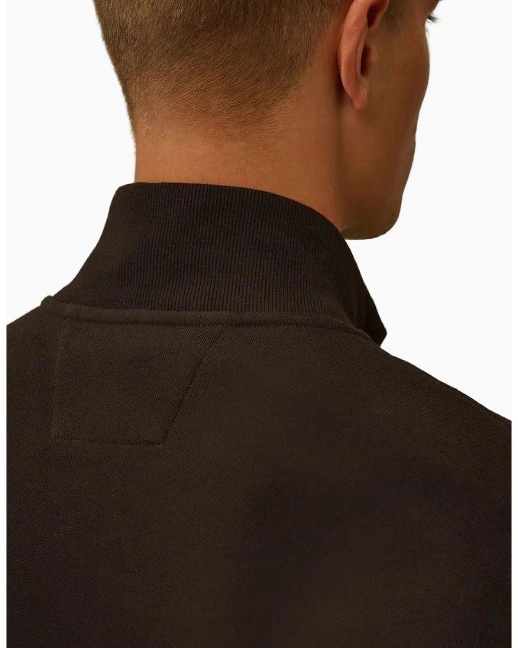 C P Company Black Diagonal Fleece Zip Logo Sweatshirt for men