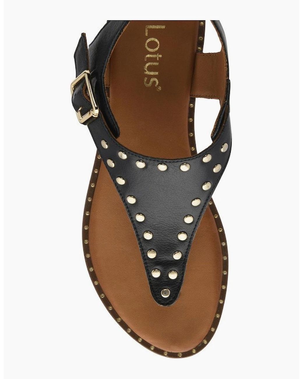 Lotus Black Juanita Toe Post Sandals