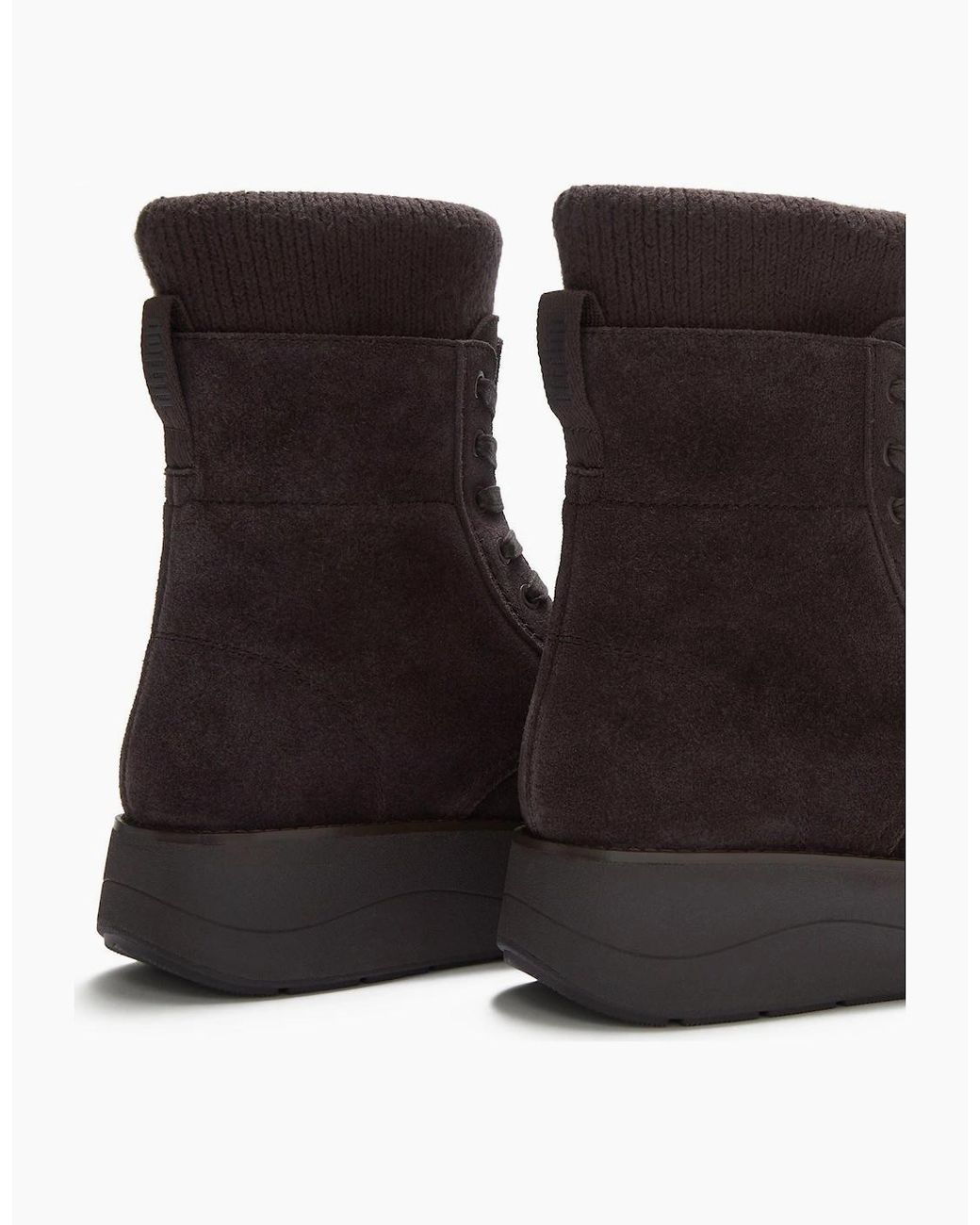 Fitflop Black Gen-Ff Roam Knit Suede Chocolate Boots