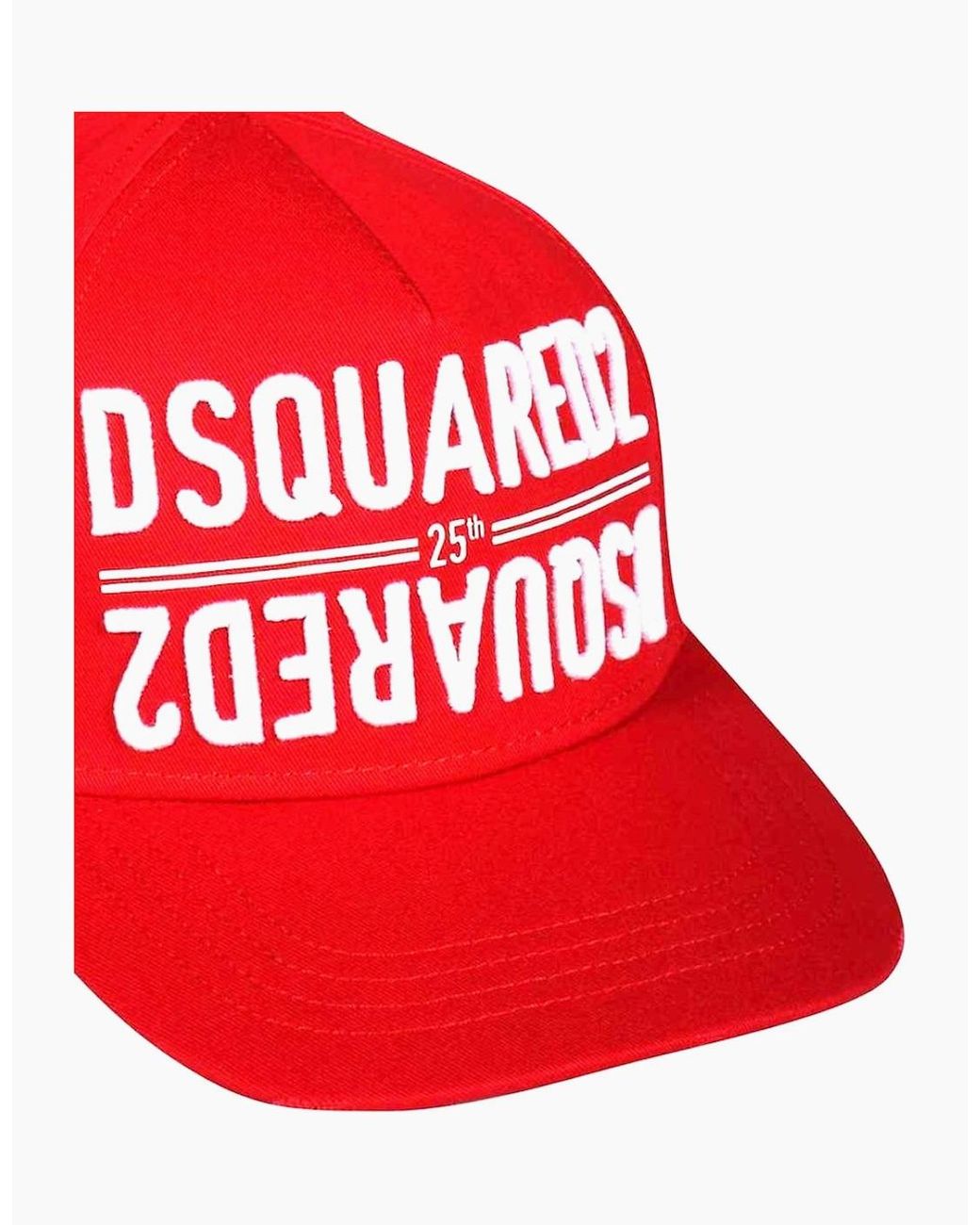 DSquared² Red 25Th Anniversary Reverse Logo Baseball Cap Hat for men