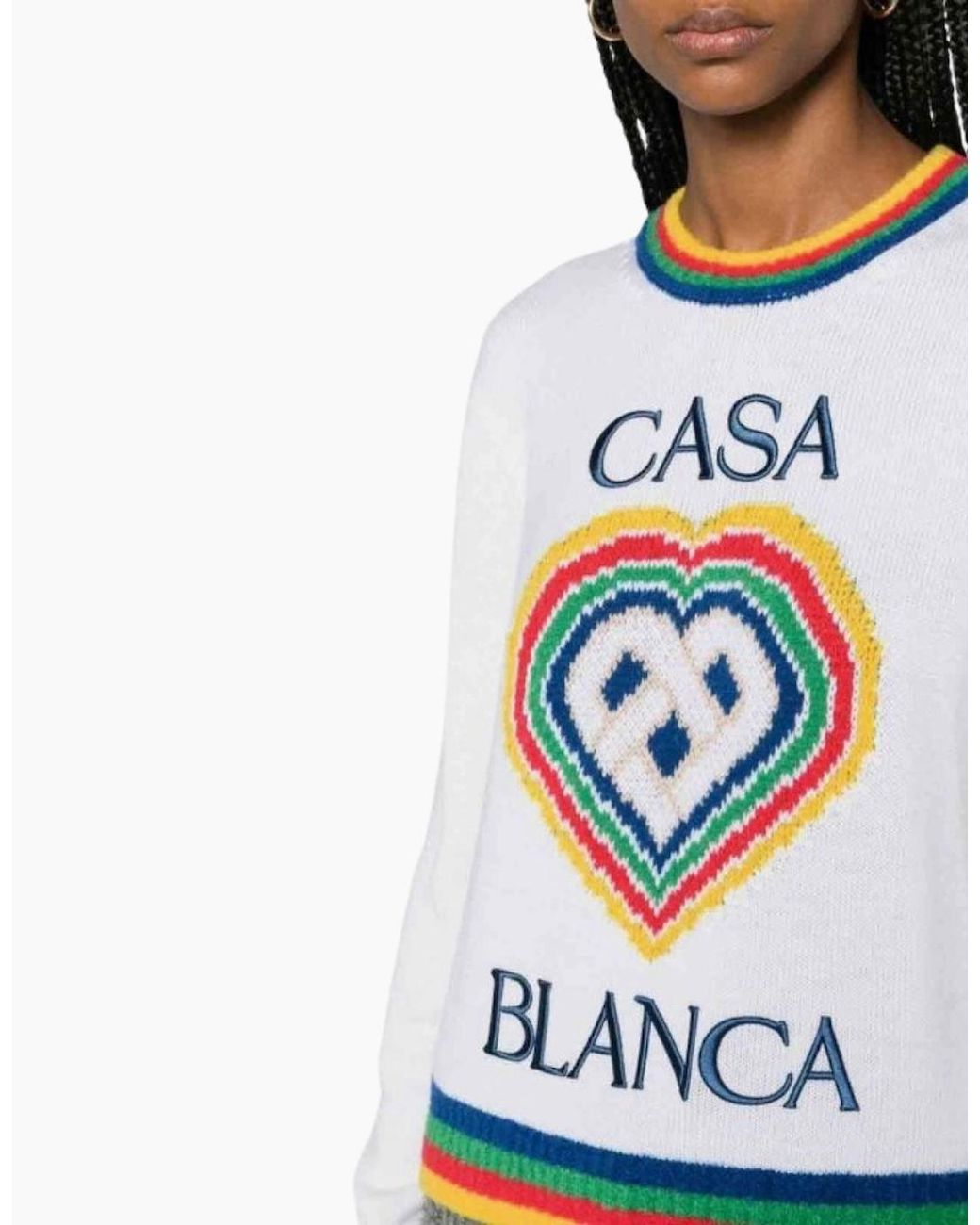 Casablanca White Heart Casa Brand Jumper Knitwear