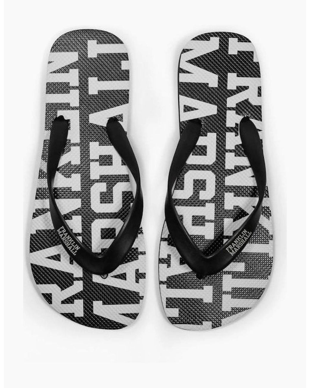 Franklin & Marshall Black Ua987 Rubber All Over Logo Thong Sandals for men