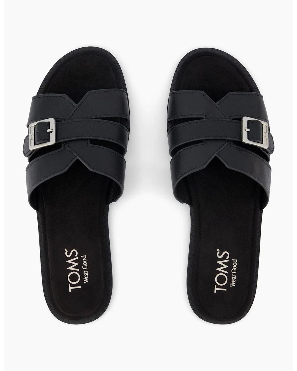 TOMS Black Sol Leather Sandals