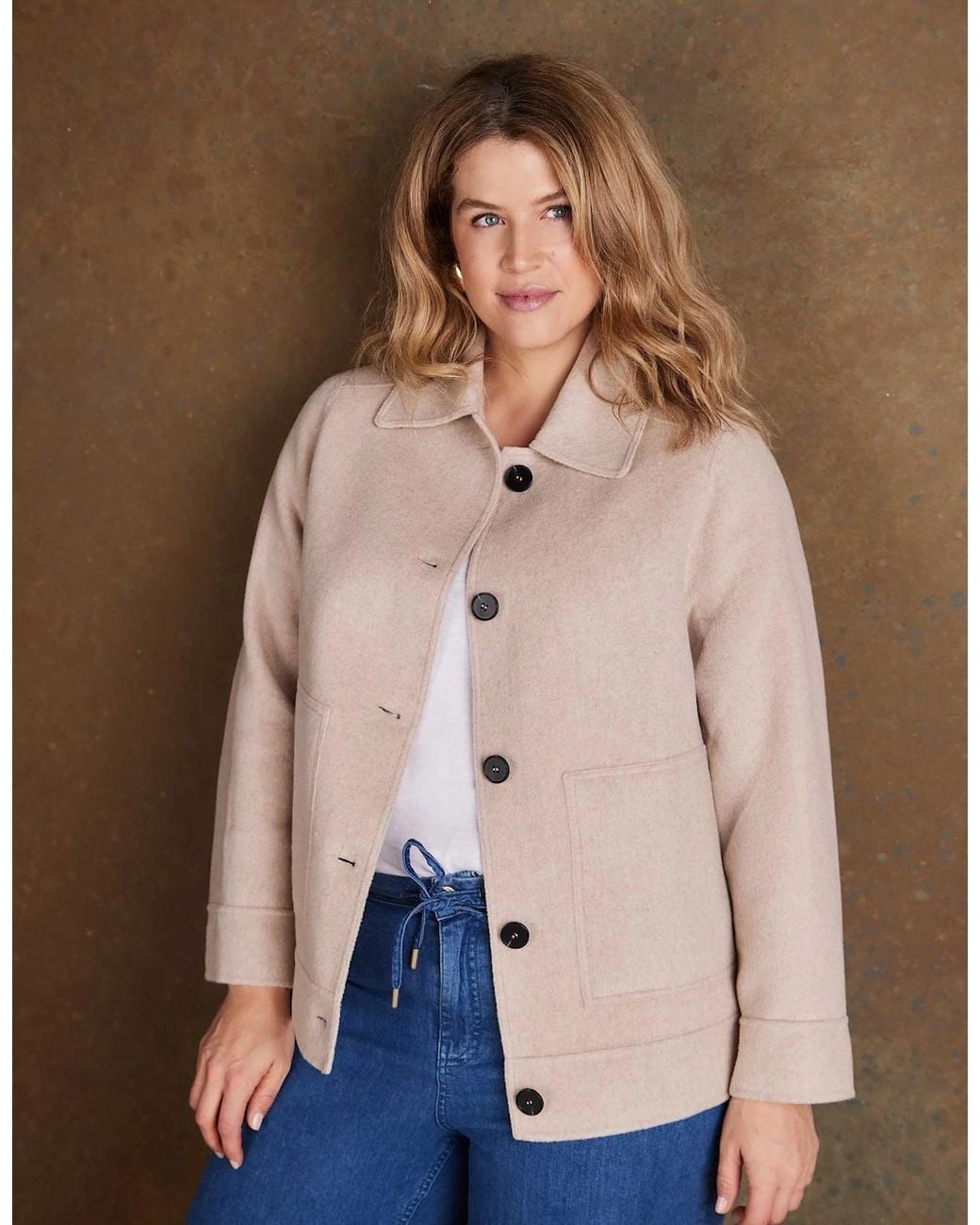 Live Unlimited London Natural Oatmeal Short Double Faced Jacket