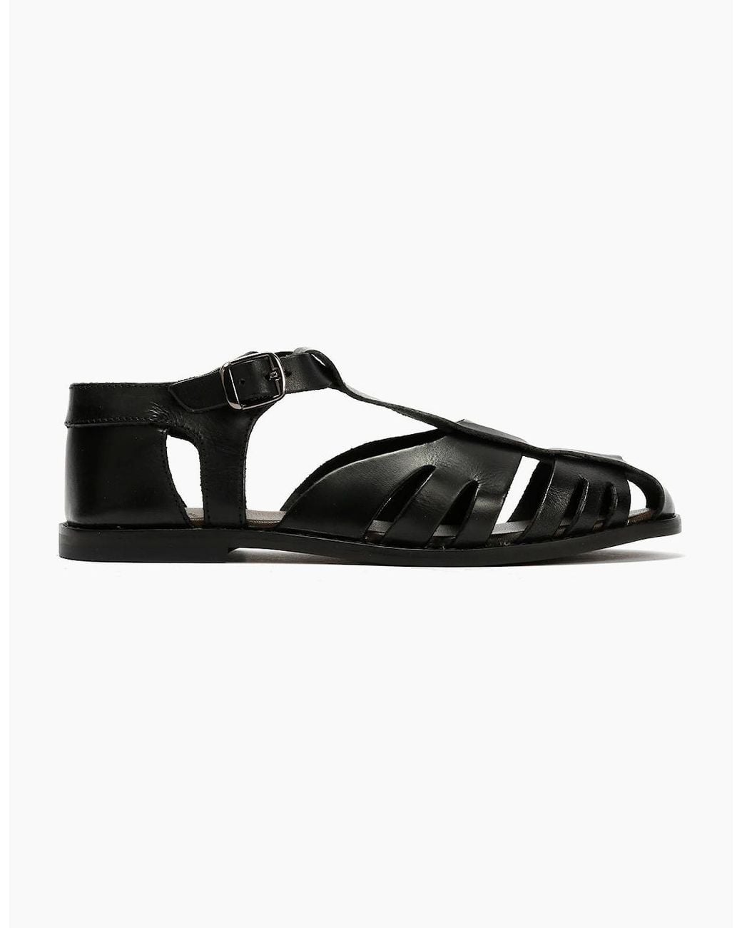 Hudson Black Nova Veg Tanned Leather Sandal