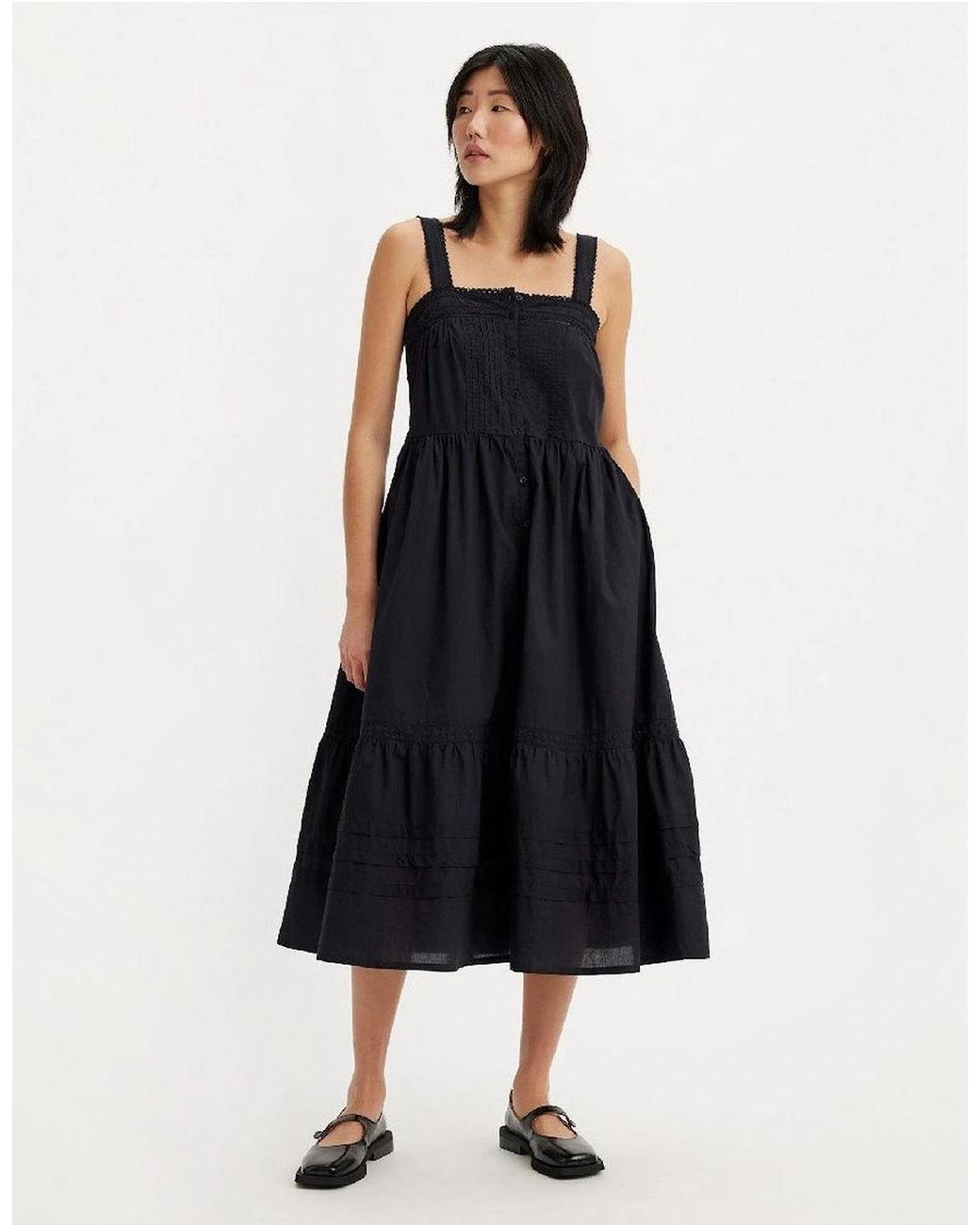 Levi's Blue Levi's Cici Square Neck Sleeveless Midi Dress