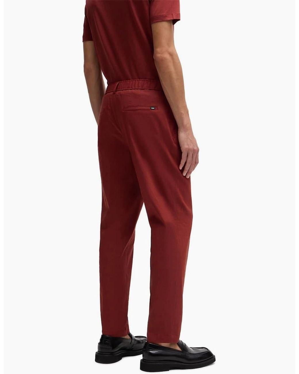Boss Red Perin Solid Patterned Straight Trousers for men