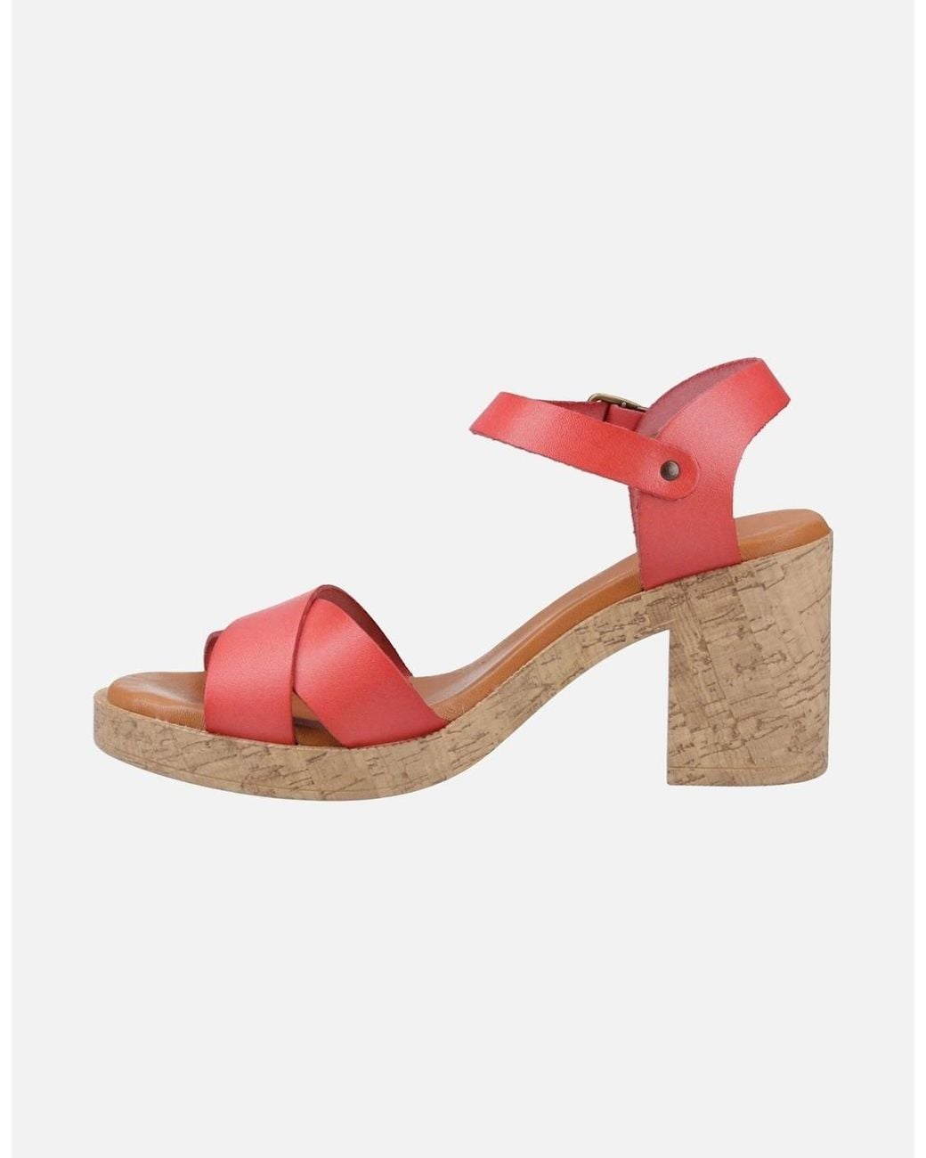Hush Puppies Pink Georgia Cork Leather Coral Sandals