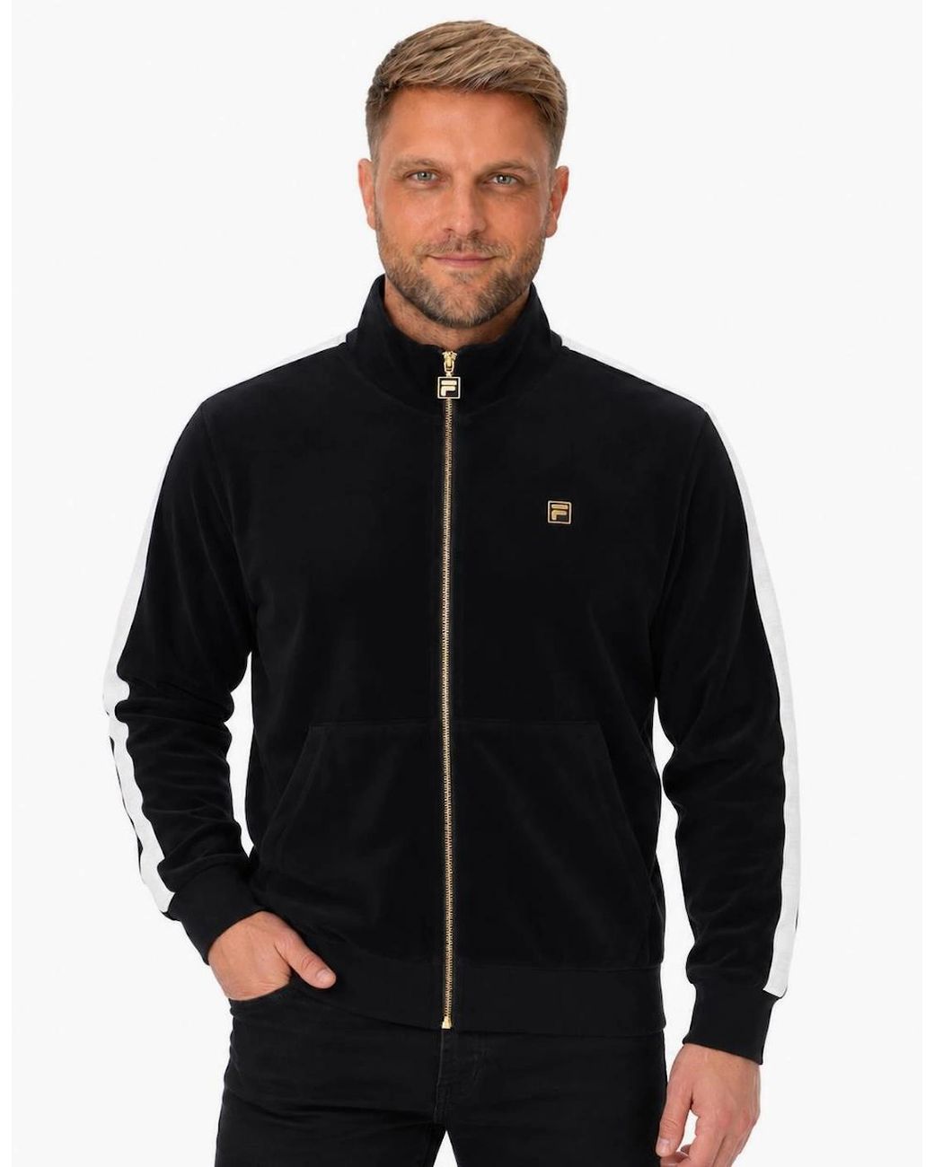 Fila Black Bosco Velour Track Top Jacket for men