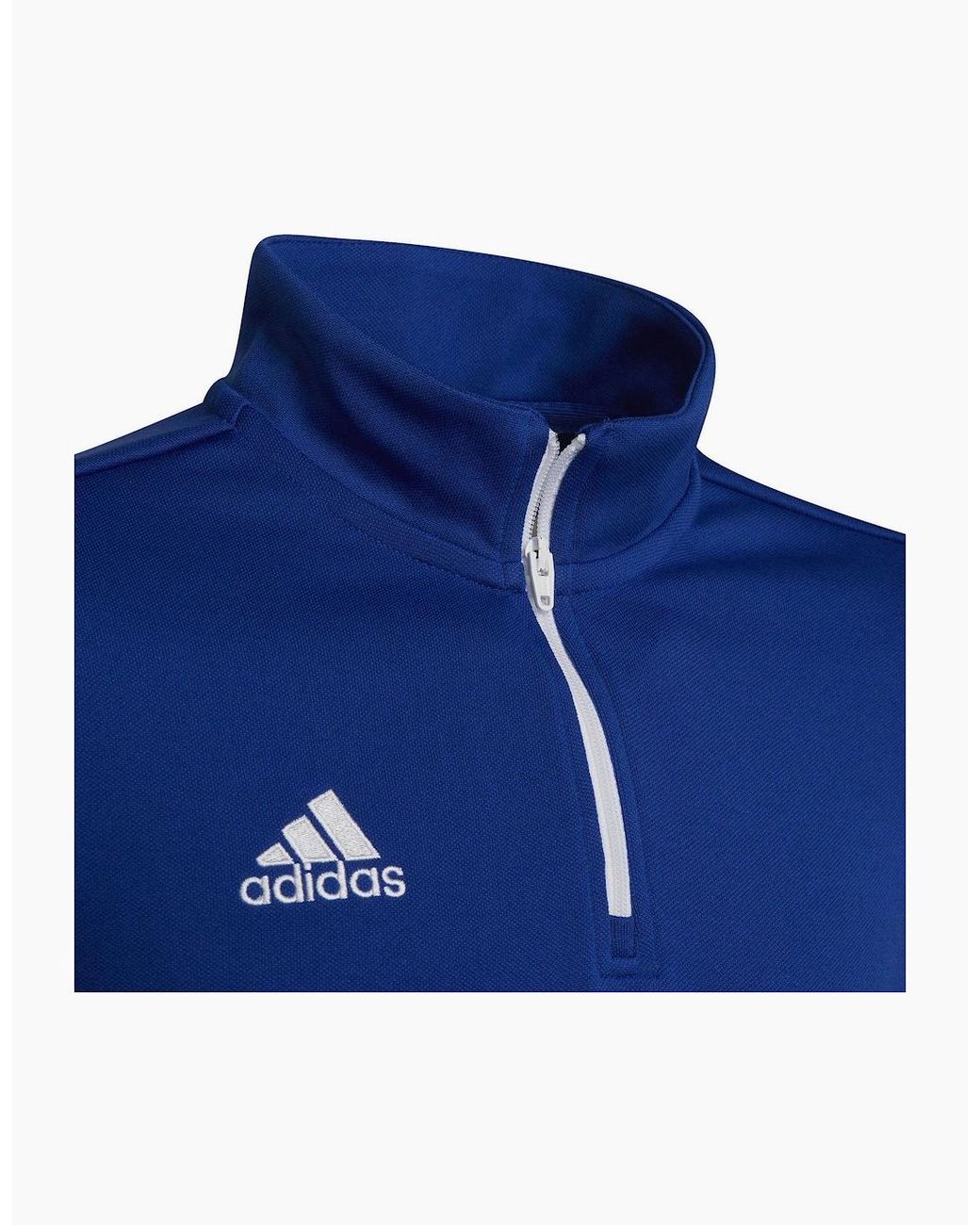 Adidas Blue Bold Logo Zip Neck High Collar Long Sleeve Athletic Top