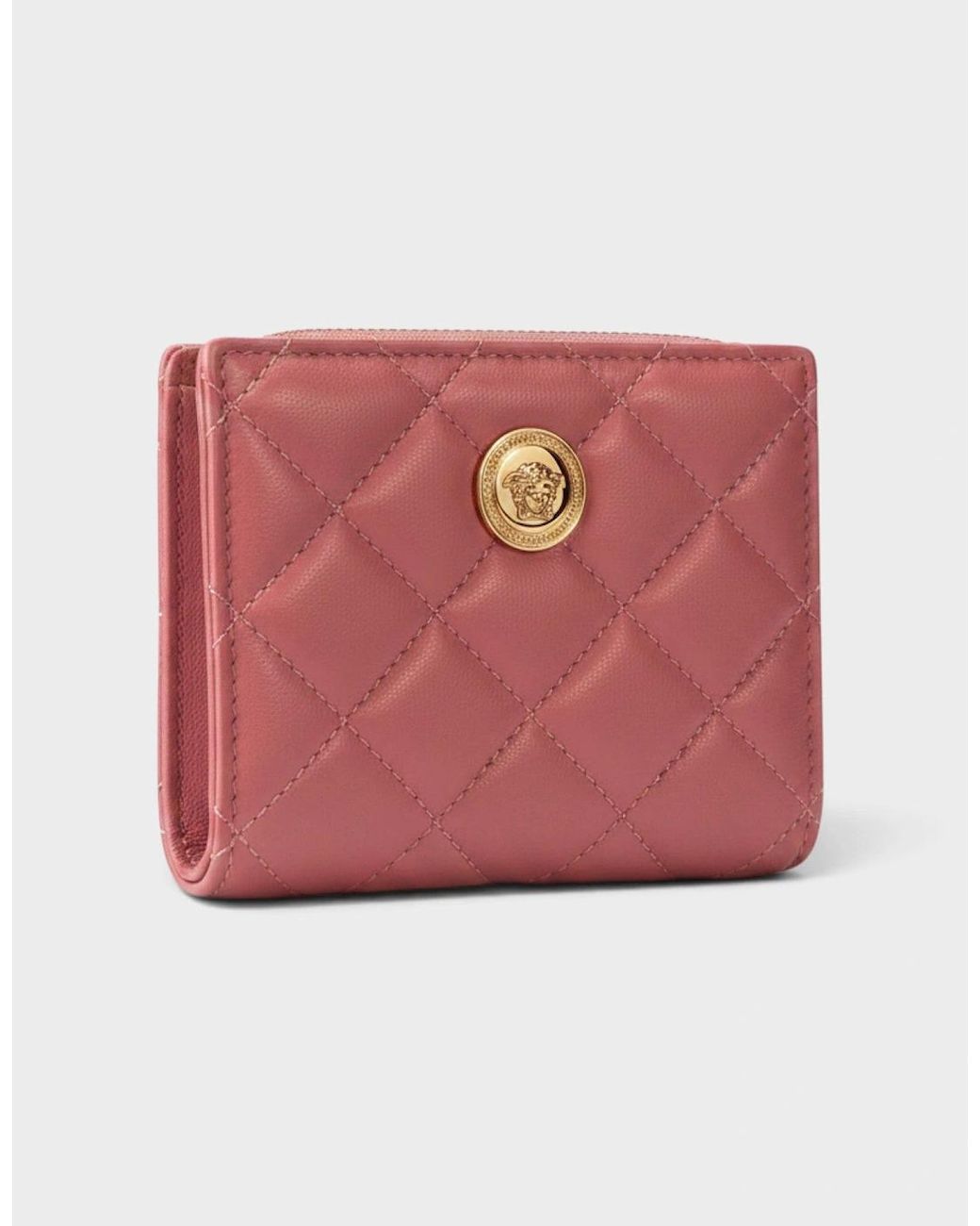 Versace Pink Medusa Head Quilted Wallet