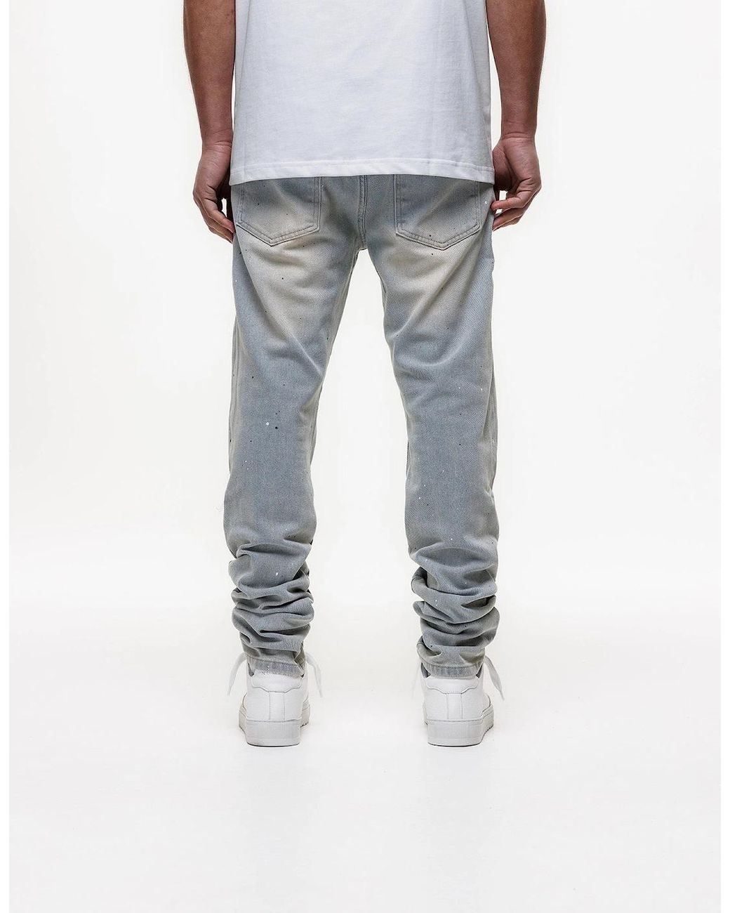 Magrit Gray Ripped Slim Jeans for men