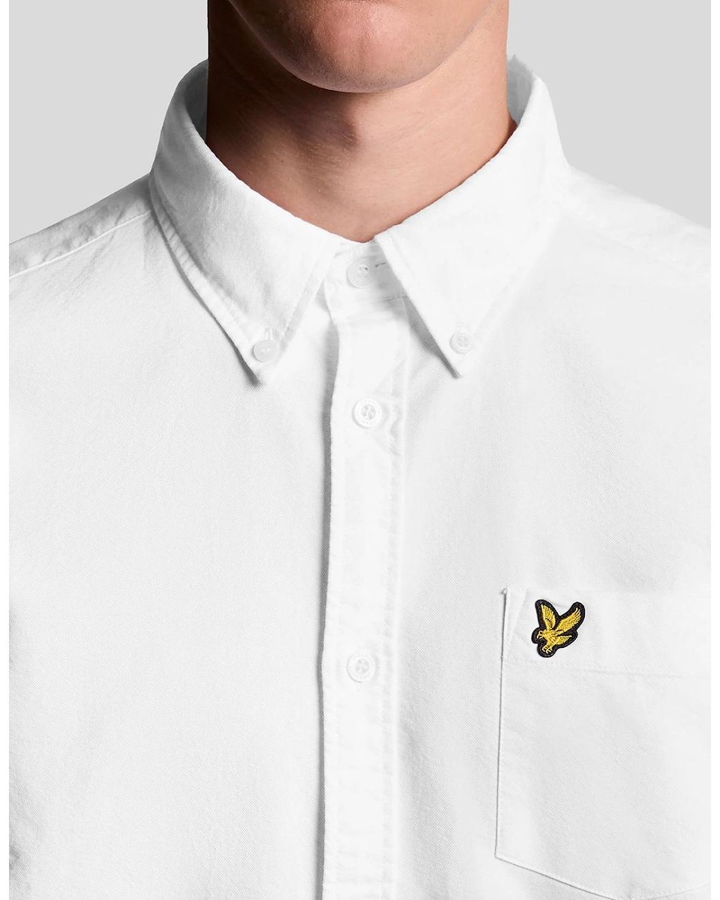 Lyle & Scott White Cotton Button Down Oxford Shirt for men